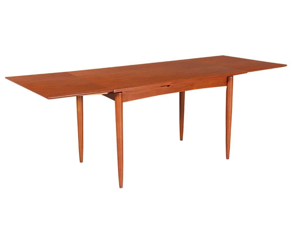 Mid-Century Modern Danish Modern Expanding Draw-Leaf Dining Table