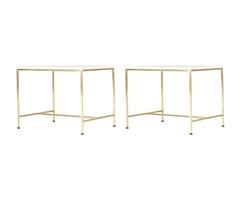 Paul McCobb “Irwin Collection” Brass and Marble Side Tables for Calvin Group