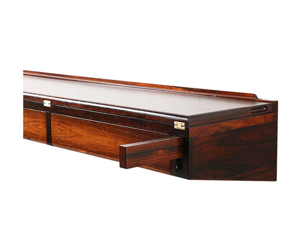 Mid-Century Modern Arne Hovmand-Olsen Wall-Mounted Rosewood Console Table or Desk
