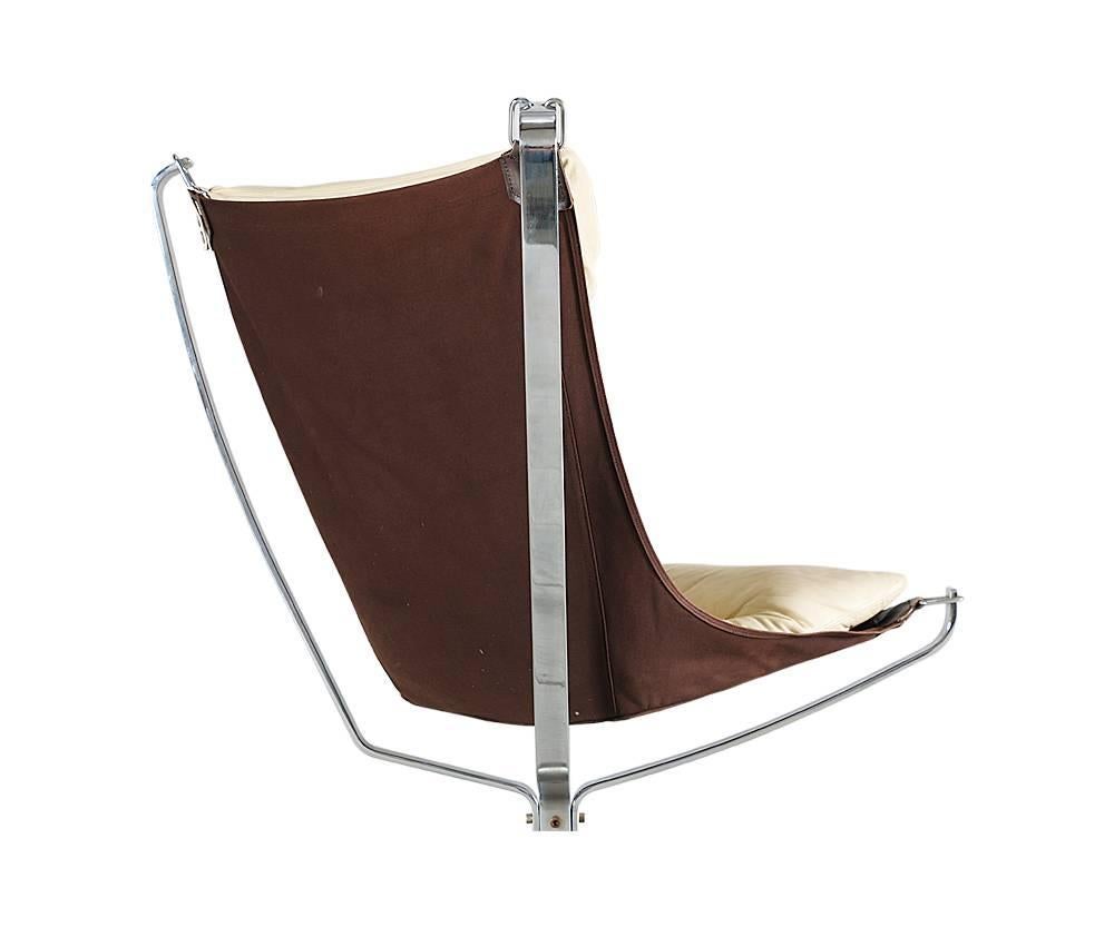 Leather Sigurd Ressel Chrome “Falcon” Chair for Vatne Møbler
