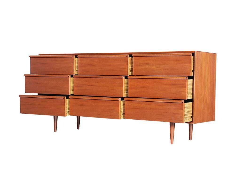Mid-Century Modern Danish Modern Teak Nine-Drawer Dresser