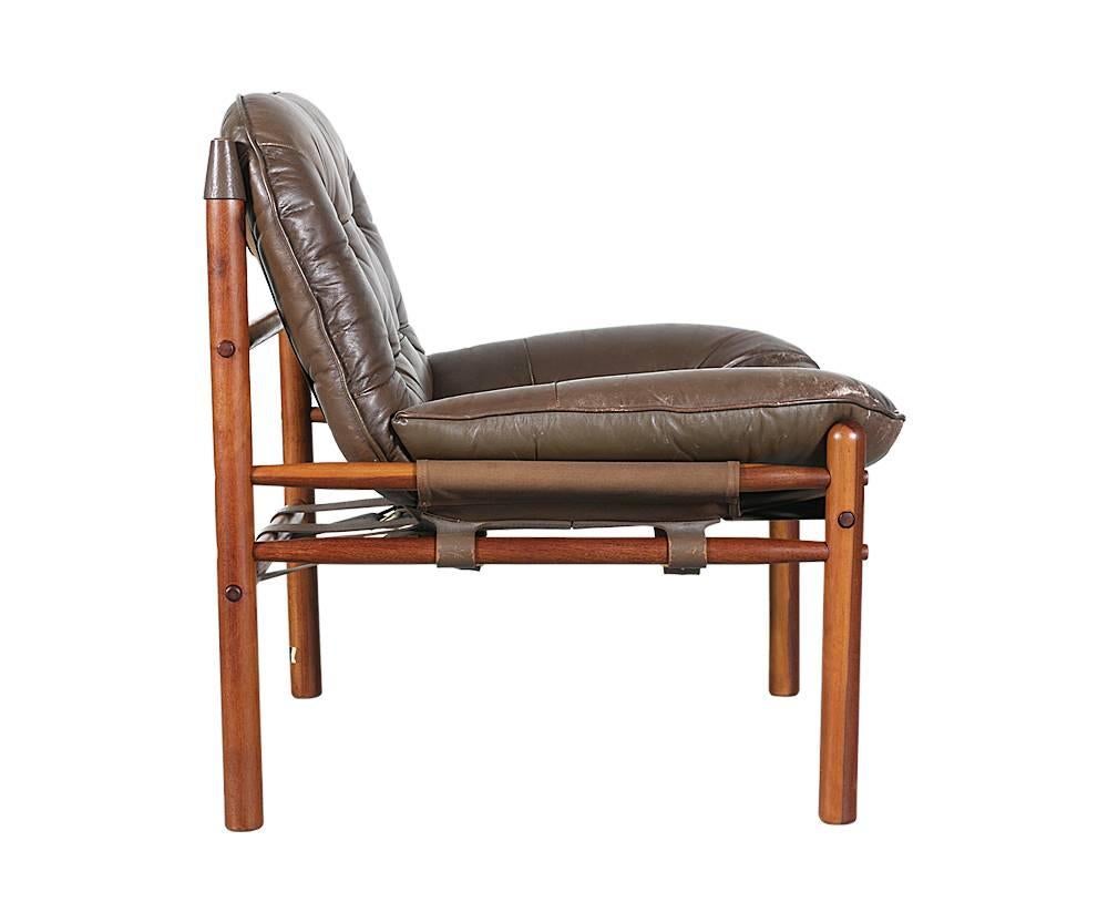 Colombian Arne Norell Rosewood and Leather Lounge Chairs for Scanform