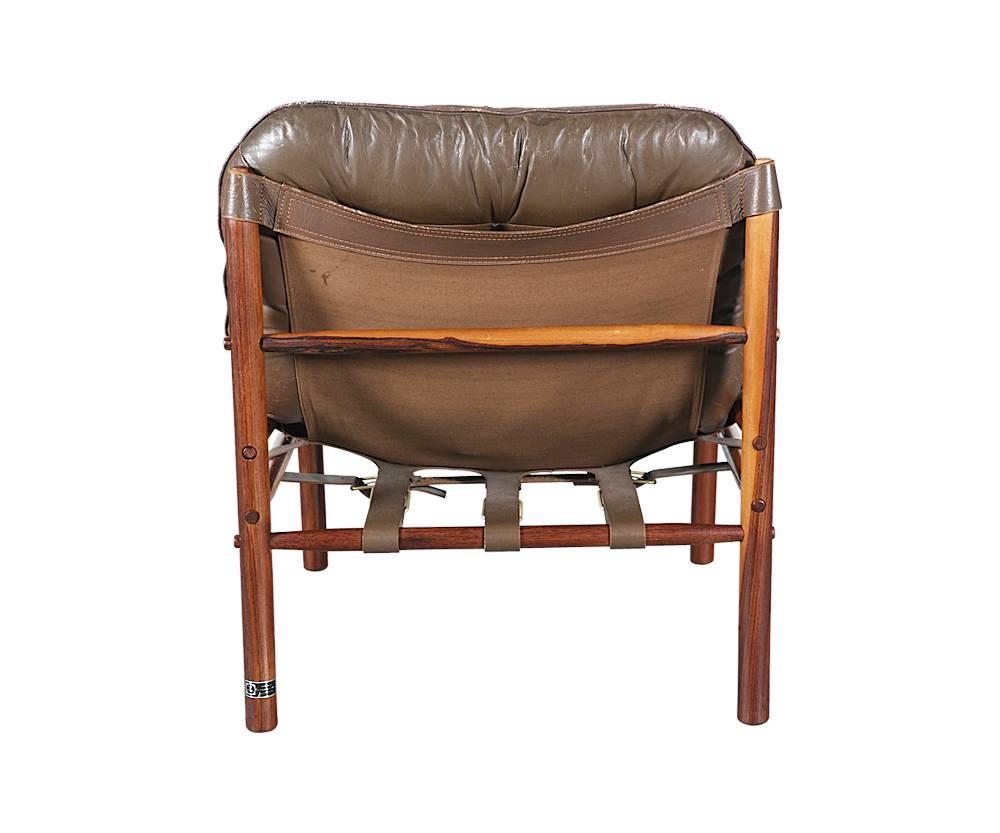 Mid-20th Century Arne Norell Rosewood and Leather Lounge Chairs for Scanform