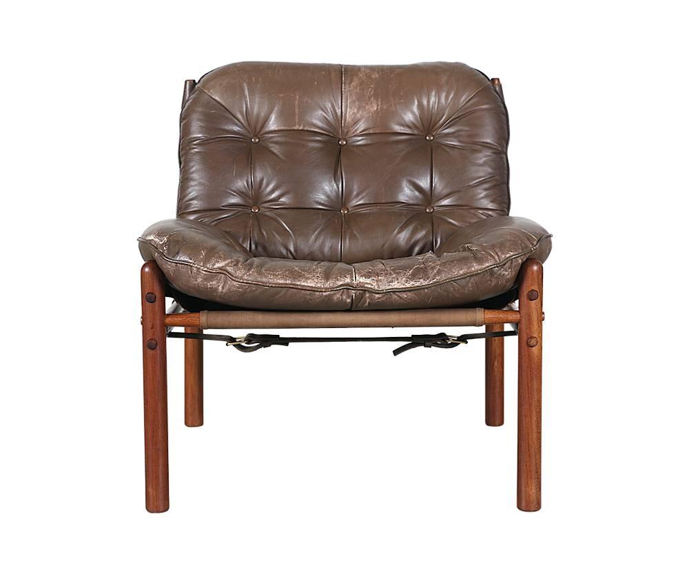 Arne Norell Rosewood and Leather Lounge Chairs for Scanform 2