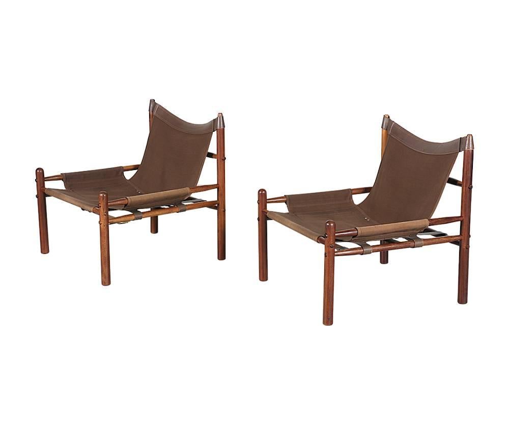 Arne Norell Rosewood and Leather Lounge Chairs for Scanform 3