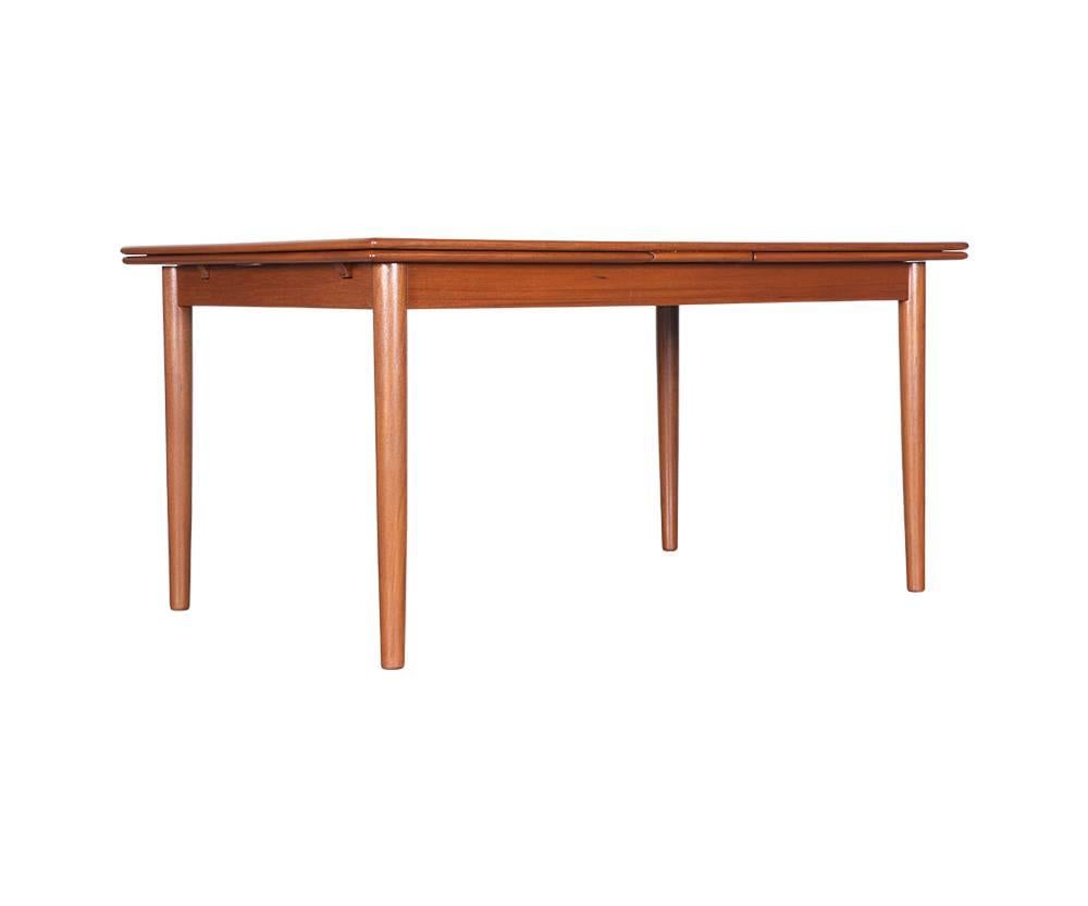 Mid-Century Modern Danish Modern Expanding Draw-Leaf Teak Dining Table