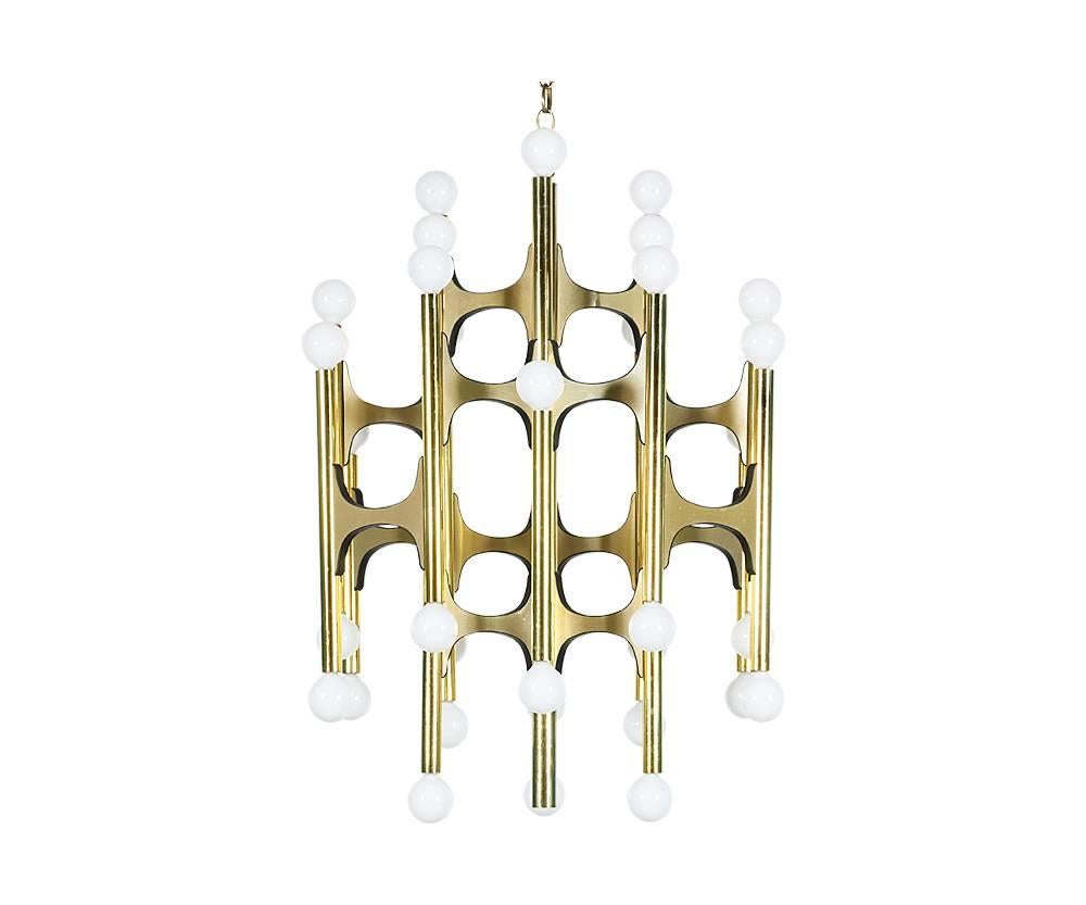 Mid-Century Modern Gaetano Sciolari Thirty-Six-Light Brass Chandelier for Lightolier