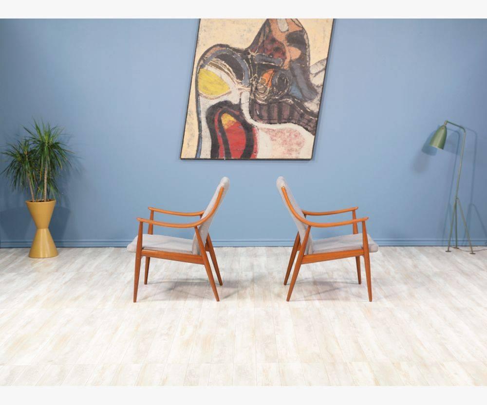 Mid-Century Modern Peter Hvidt & Orla Mølgaard-Nielsen Lounge Chairs for France & Søn