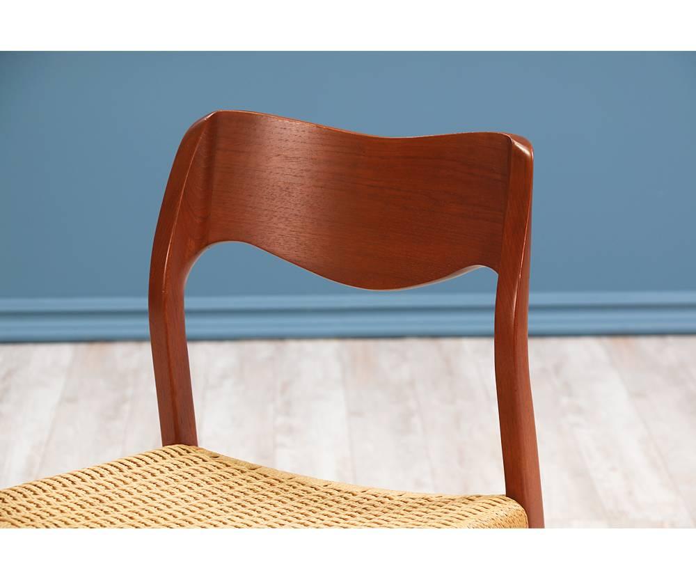 Late 20th Century Arne Hovmand-Olsen Model #71 Teak and Rope Dining Chairs for J.L. Moller