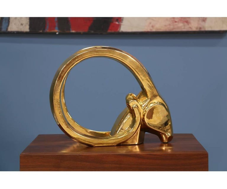 Midcentury Cubist Ibex Head Sculpture by Jaru of California at 1stDibs