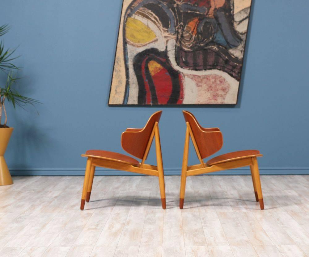 Mid-Century Modern Expertly Restored - Ib Kofod-Larsen Shell Chairs for Christiansen & Larsen For Sale