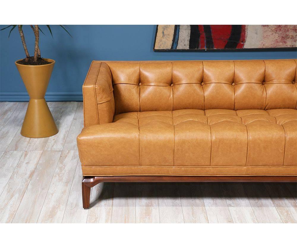 American Biscuit-Tufted Leather Sofa by Maurice Bailey for Monteverdi-Young