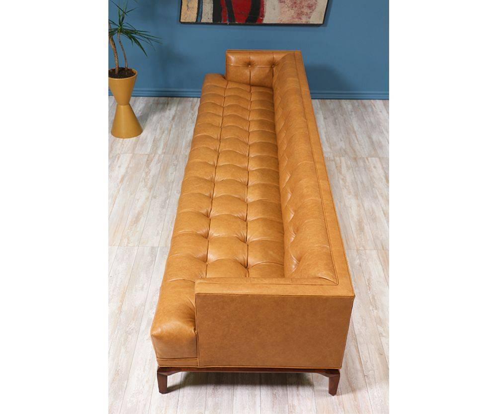 Biscuit-Tufted Leather Sofa by Maurice Bailey for Monteverdi-Young 4