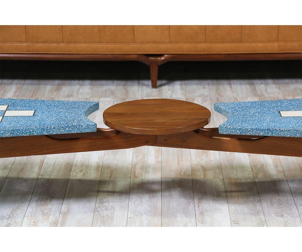 Mid-20th Century Rare Harvey Probber Blue Terrazo Floating-Top Coffee Table