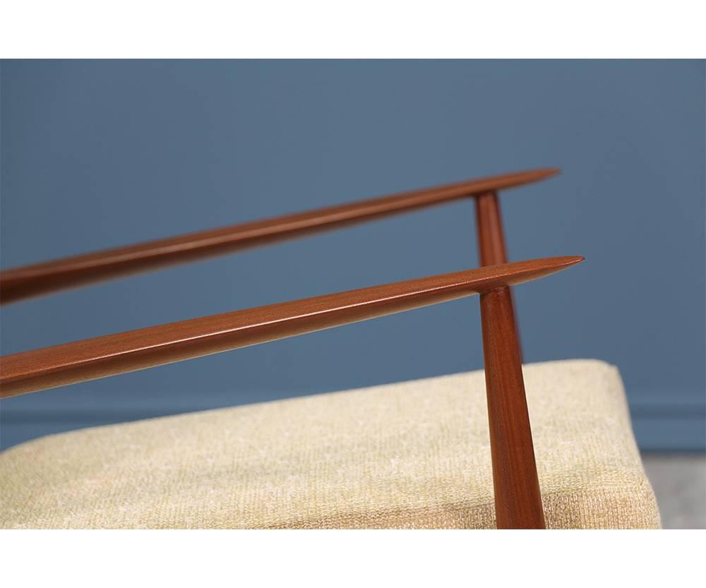 Ib Kofod Larsen “Spear” Teak Lounge Chairs with Cane Backrest 1