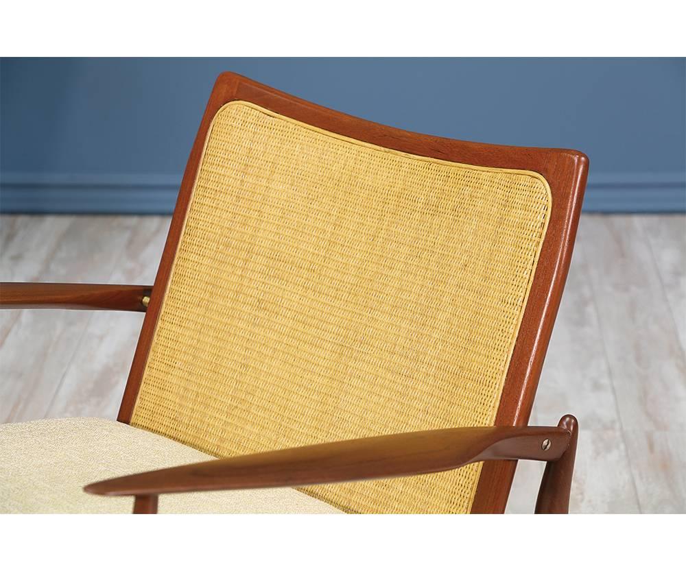 Ib Kofod Larsen “Spear” Teak Lounge Chairs with Cane Backrest 3