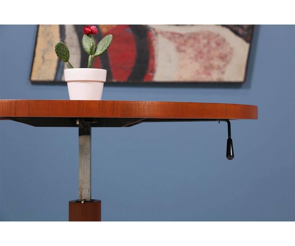 Danish Modern Teak and Steel Height Adjustable Table 2