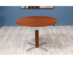 Danish Modern Teak and Steel Height Adjustable Table