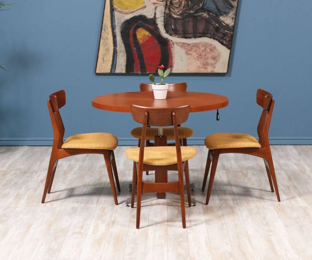 Danish Modern Teak and Steel Height Adjustable Table In Excellent Condition In Los Angeles, CA