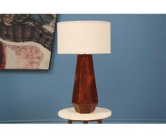 Midcentury Rosewood Sculptural Hexagonal Table Lamp