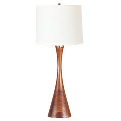 Midcentury Sculpted Walnut Table Lamp by Laurel