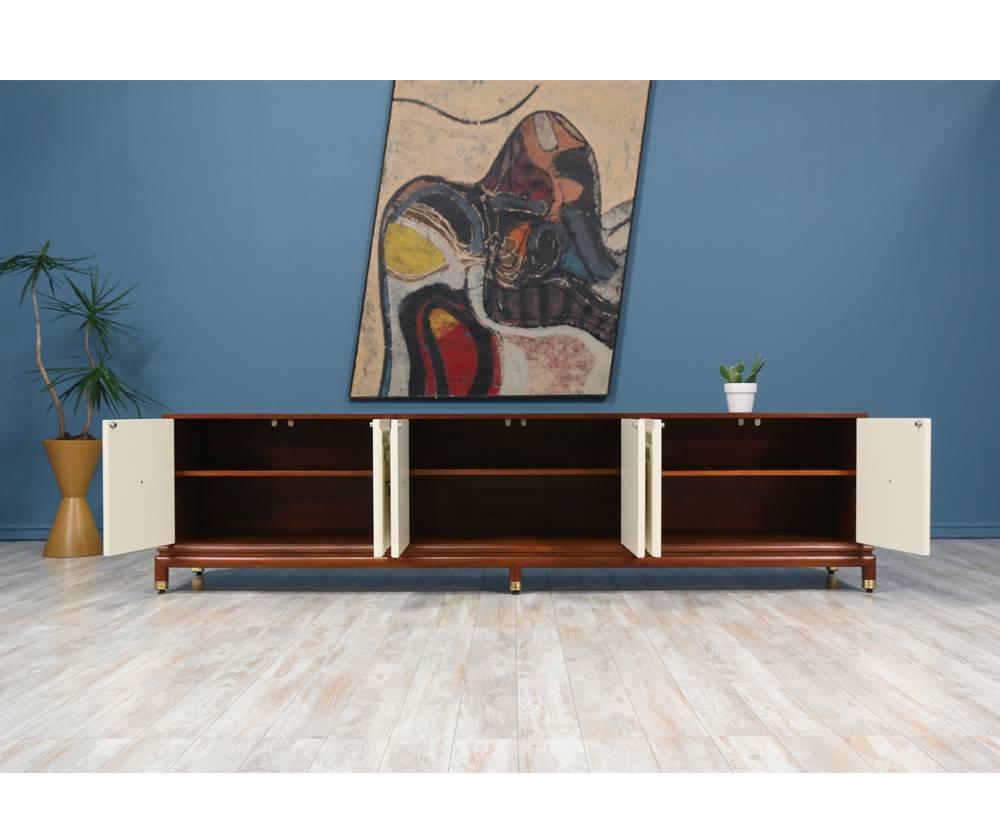 Mid-Century Modern Renzo Rutili Two-Tone Lacquered & Walnut Credenza for Johnson Furniture