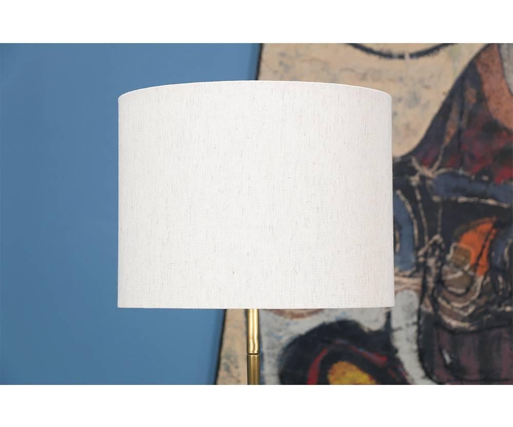 American Vintage Faux Bamboo Brass Tri-Leg Floor Lamp