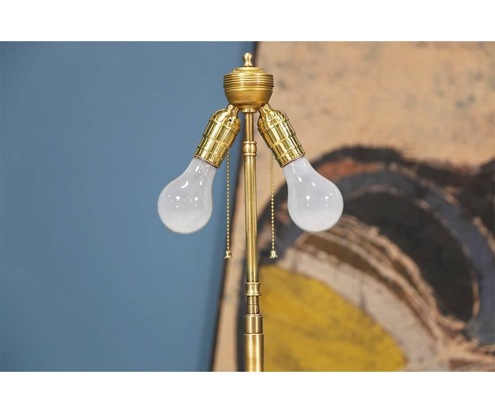 Vintage Faux Bamboo Brass Tri-Leg Floor Lamp 1