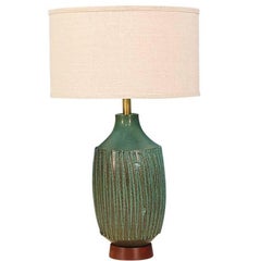 David Cressey Teal Ceramic Table Lamp for Architectural Pottery