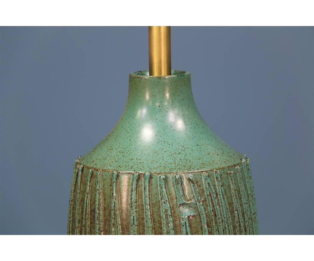 David Cressey Teal Ceramic Table Lamp for Architectural Pottery In Excellent Condition In Los Angeles, CA
