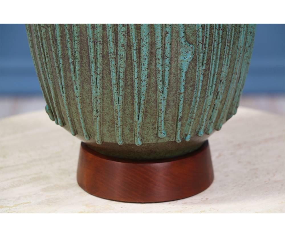 Late 20th Century David Cressey Teal Ceramic Table Lamp for Architectural Pottery