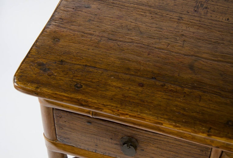 19th Century freestanding Chinese Bamboo Table with two drawers In Good Condition For Sale In London, GB