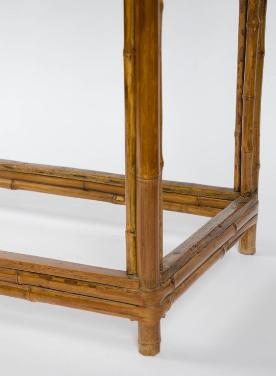 19th Century freestanding Chinese Bamboo Table with two drawers For Sale 1