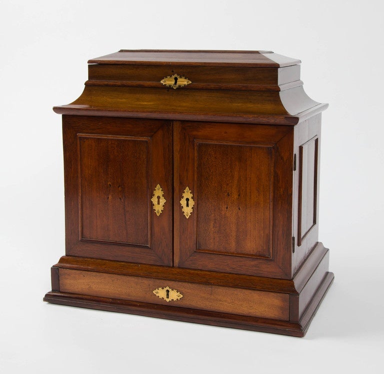 19th Century Table Cabinet with Early Oil Paintings 4