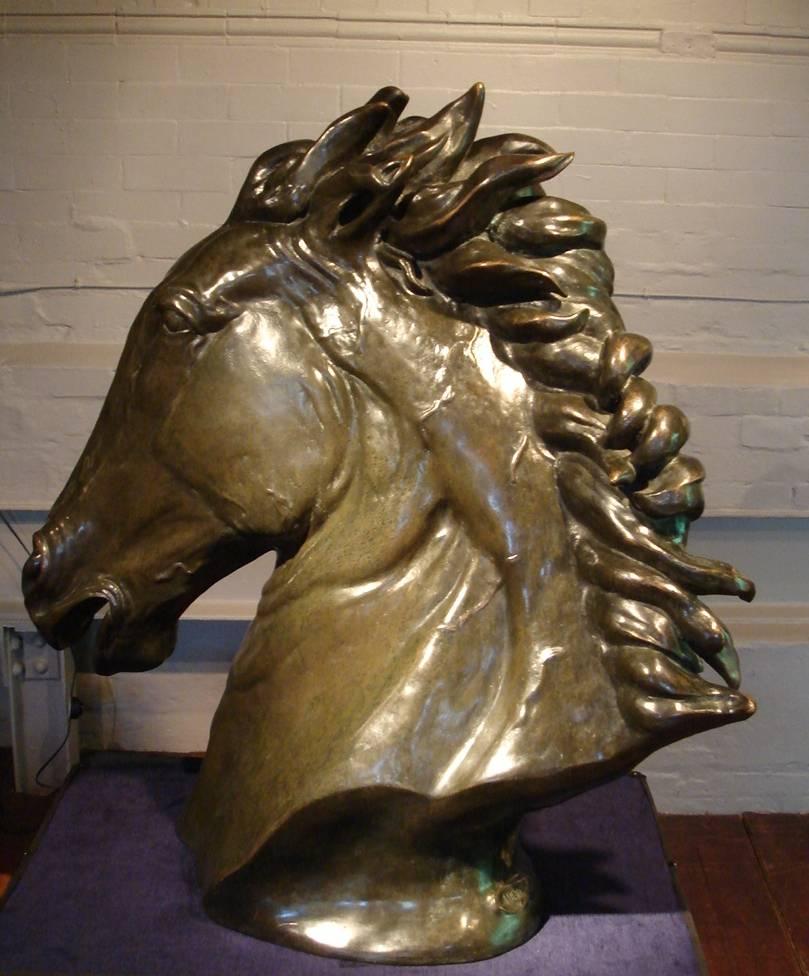 Contemporary Bronze Sculpture of a Life-Size Horse's Head by Dada For Sale 1
