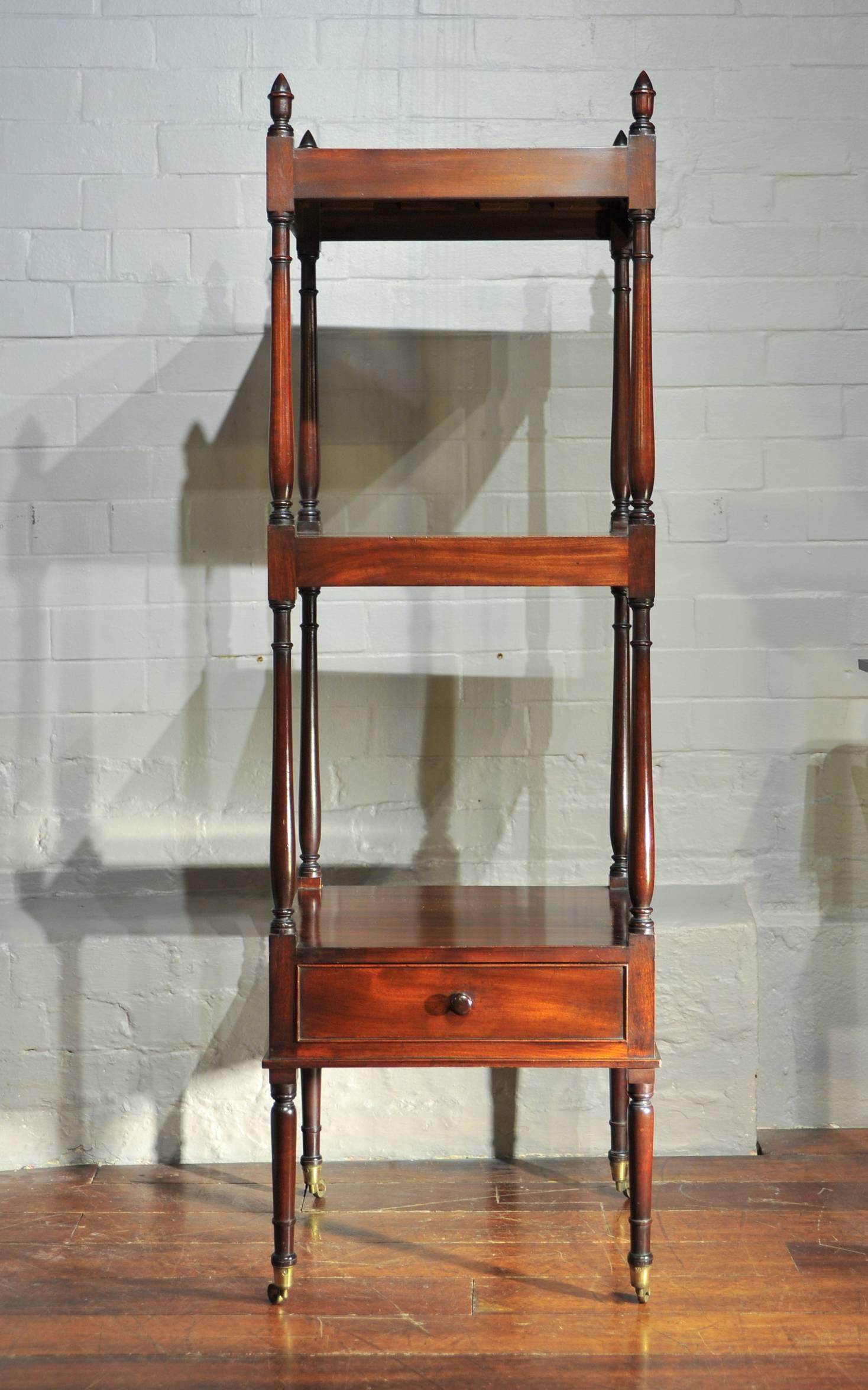 English Early 19th Century Side Table, Mahogany Shelving, Regency Period What Not  For Sale