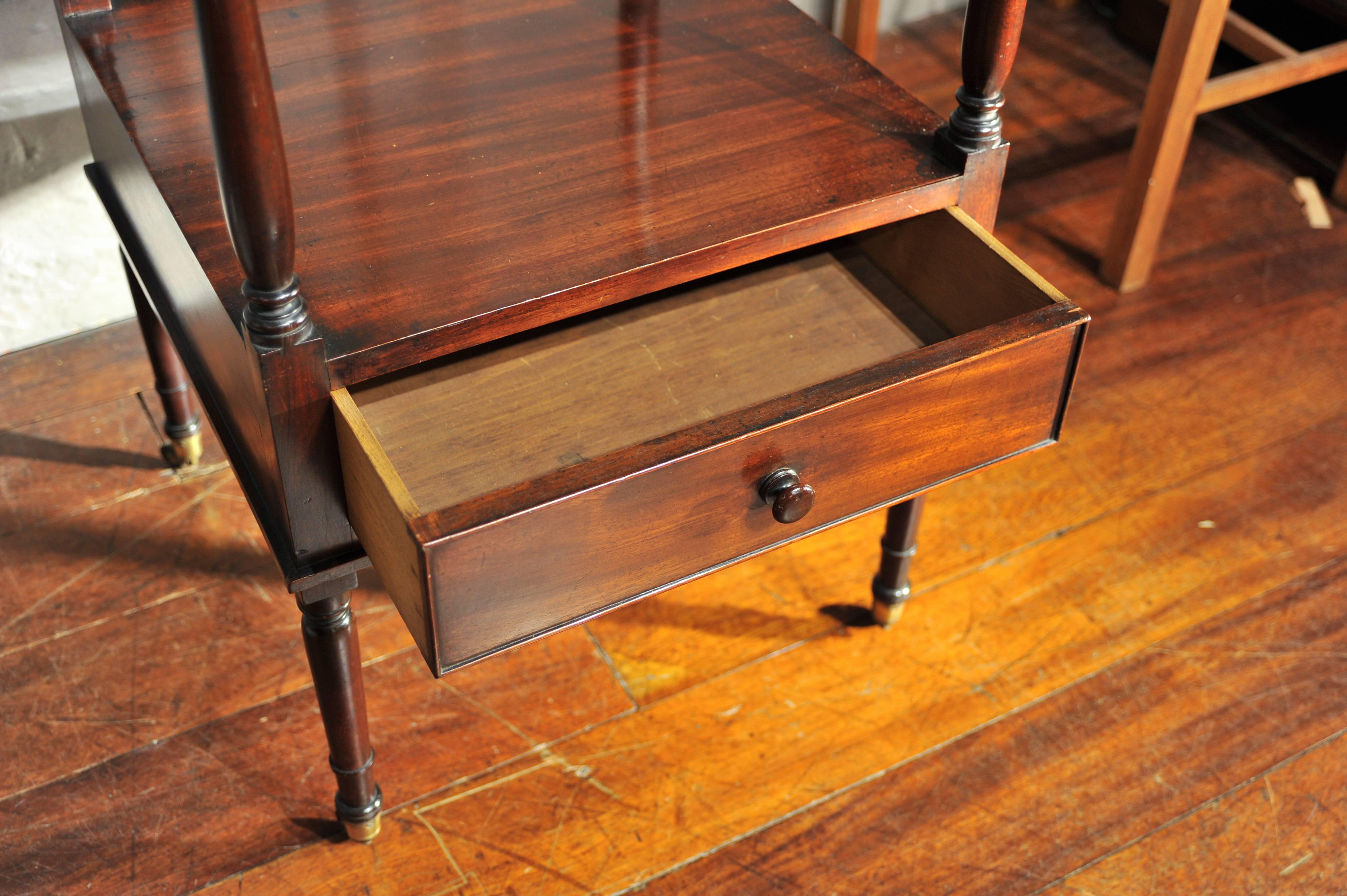 Early 19th Century Side Table, Mahogany Shelving, Regency Period What Not  For Sale 4