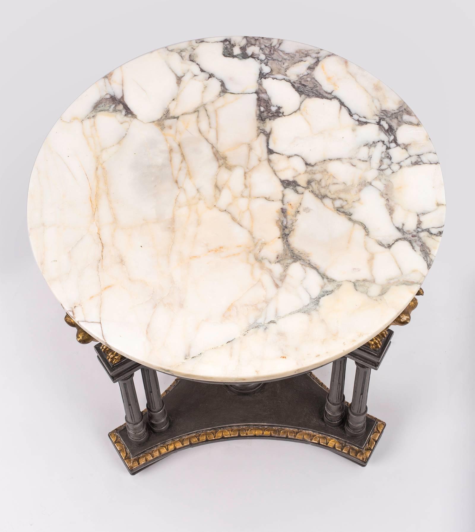 Gilt Griffin Round Marble-Top Center Table 5