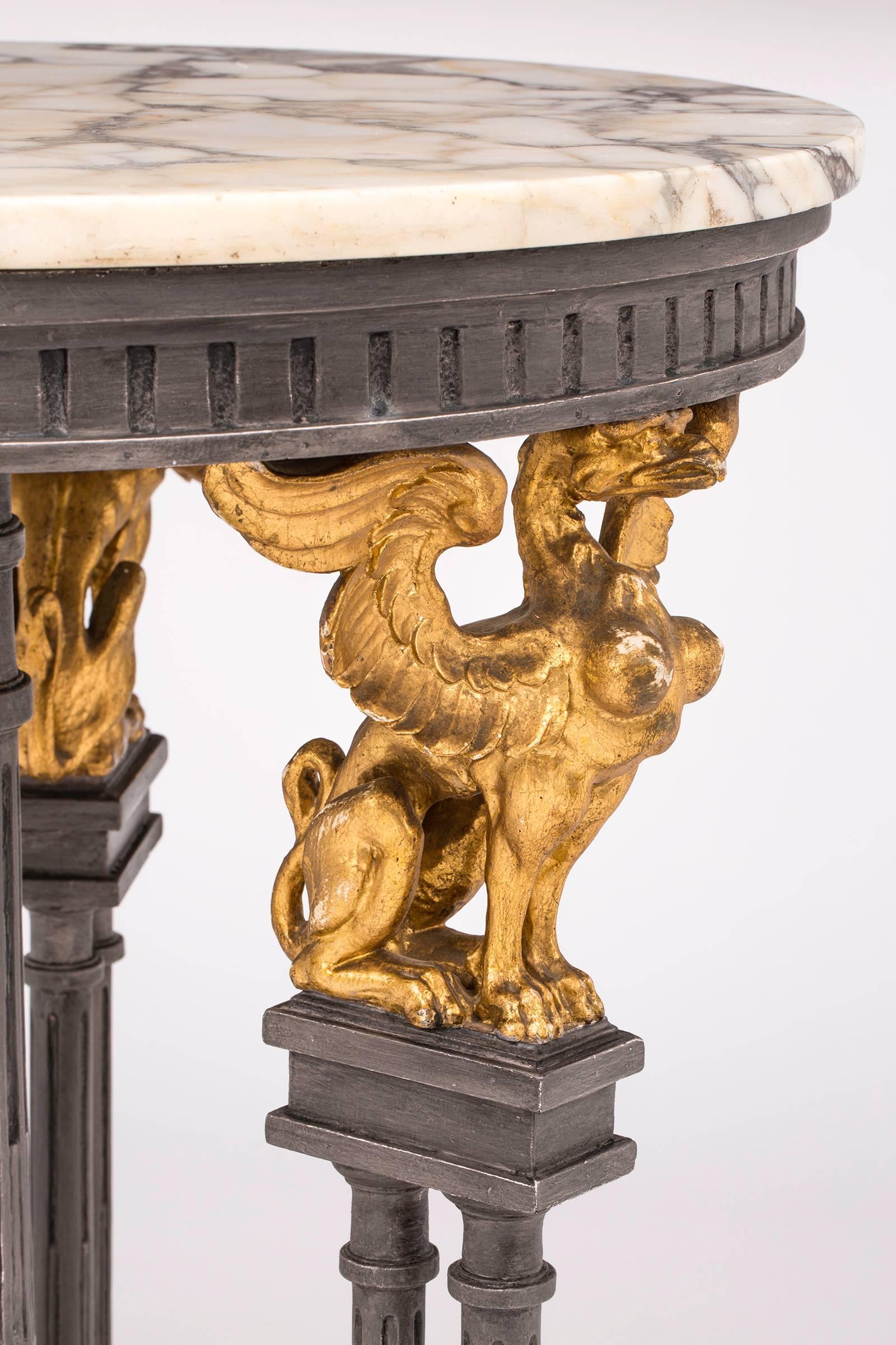 Gilt Griffin Round Marble-Top Center Table 1