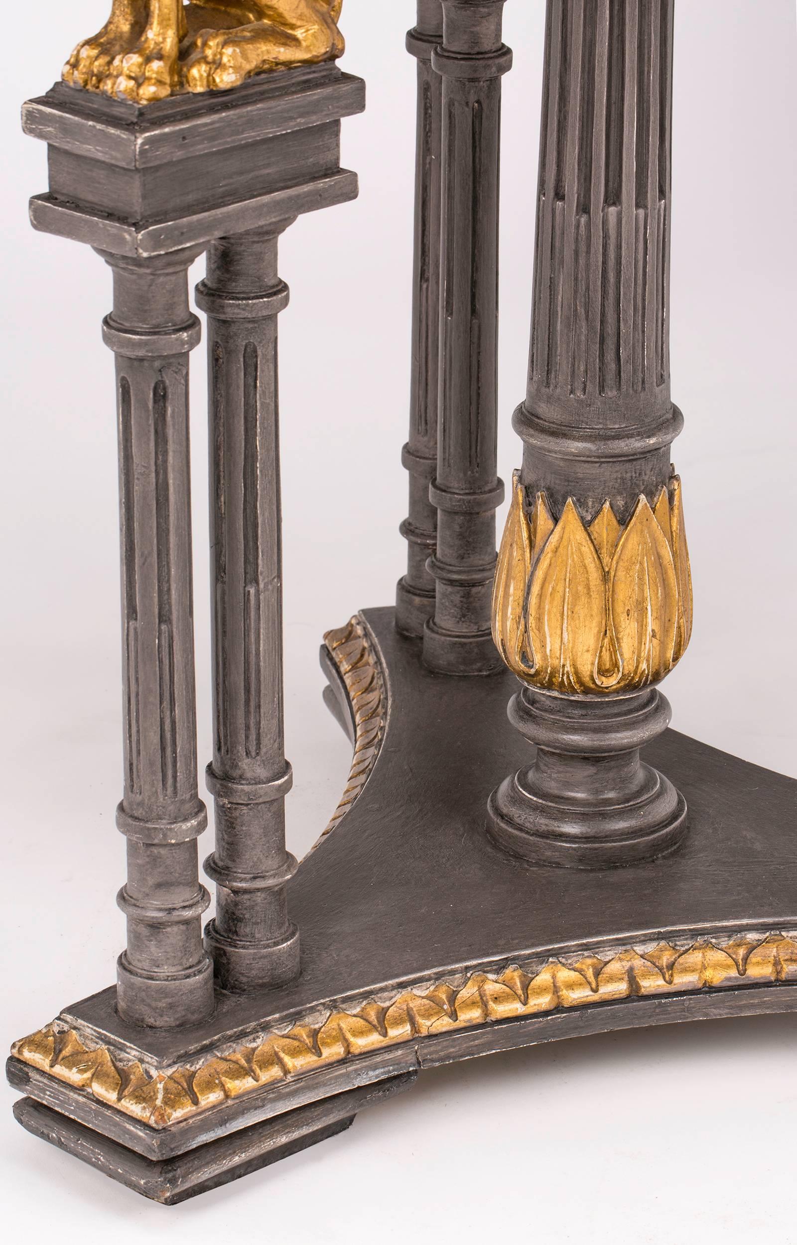 Gilt Griffin Round Marble-Top Center Table 3
