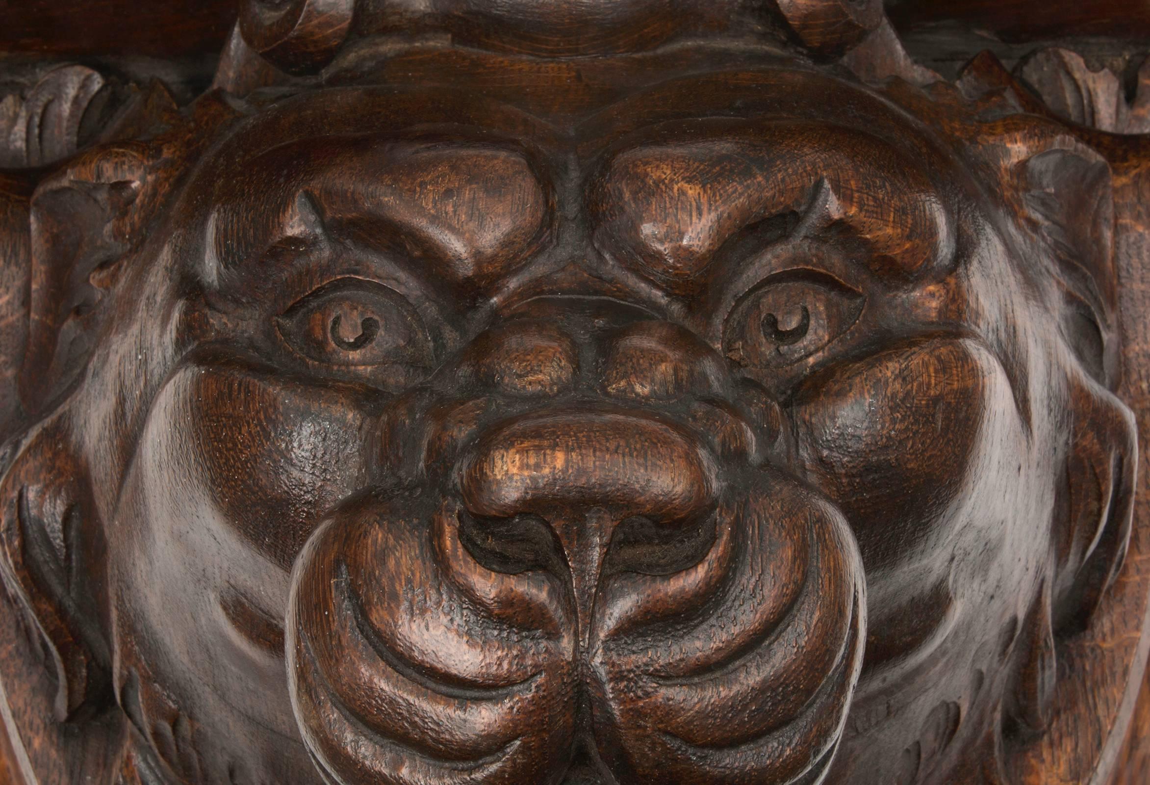 wood lion head carving