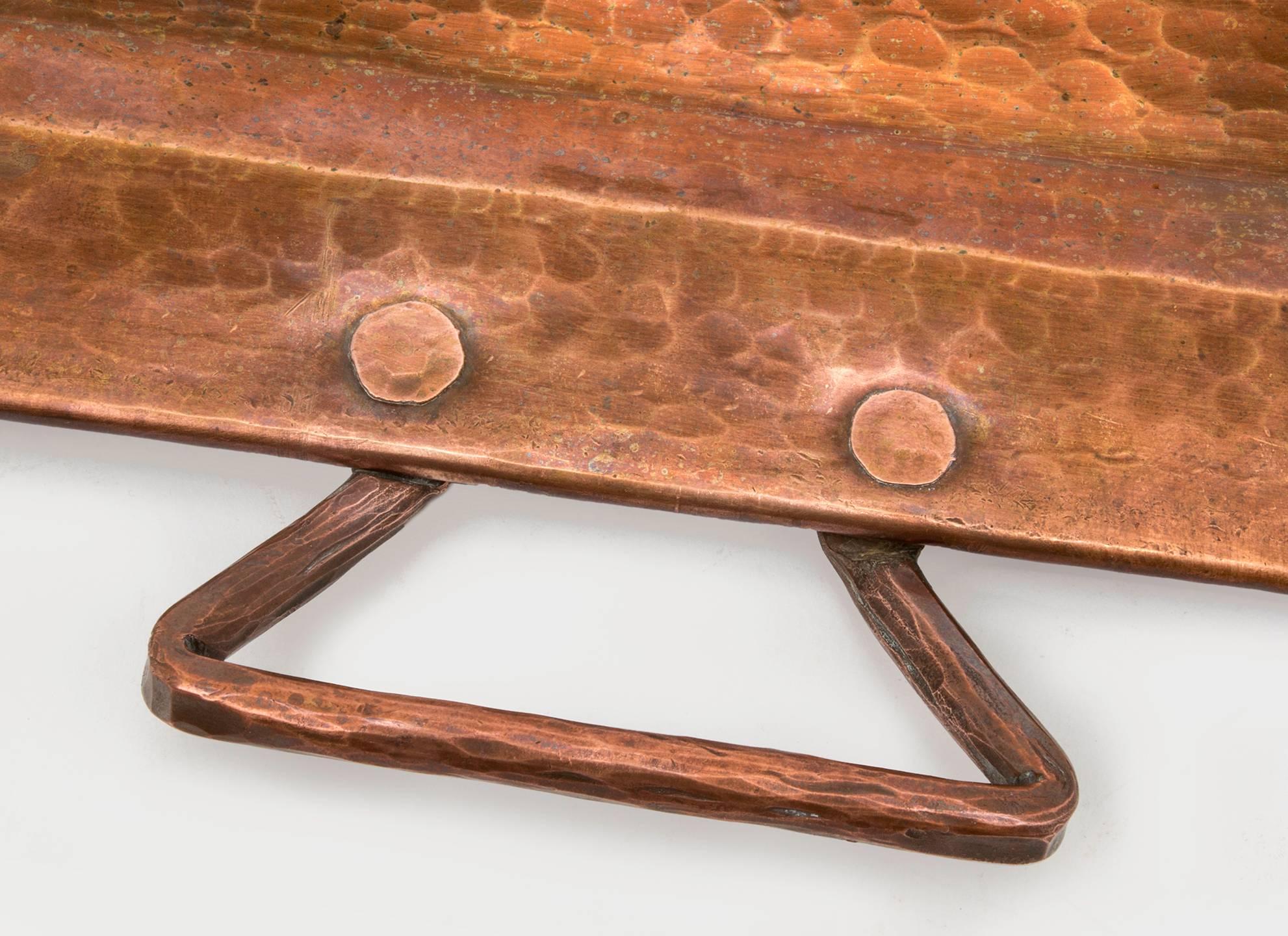 Mid-20th Century Handmade Hammered Copper Tray