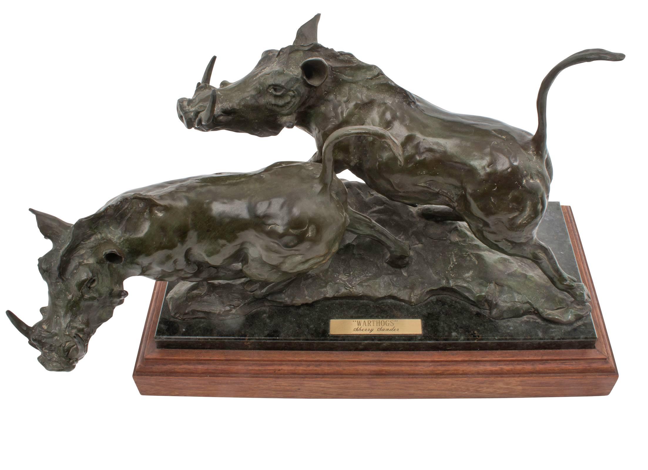 Cast Bronze Warthogs by Sherry Sanders For Sale