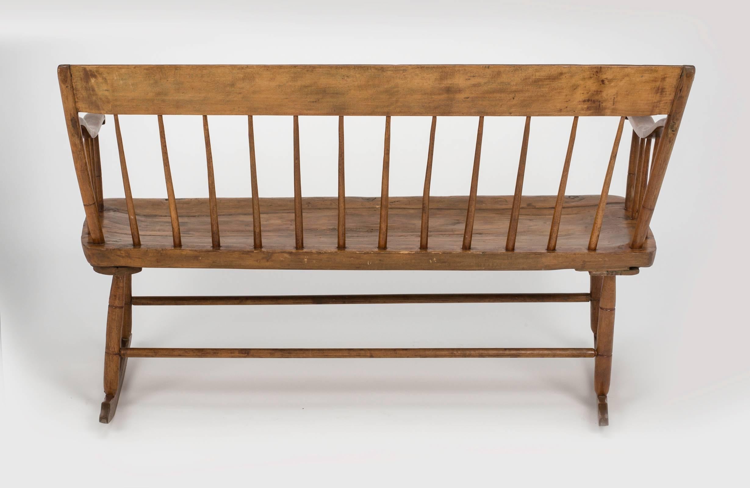 Late 19th Century Early American Primitive Rocking Bench