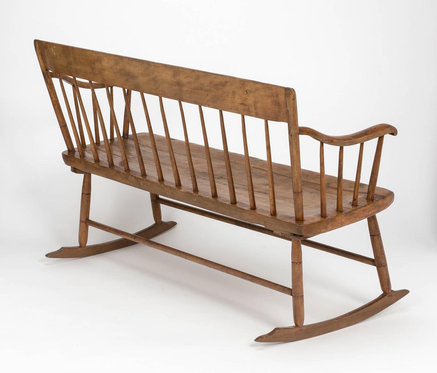 Early American Primitive Rocking Bench at 1stdibs