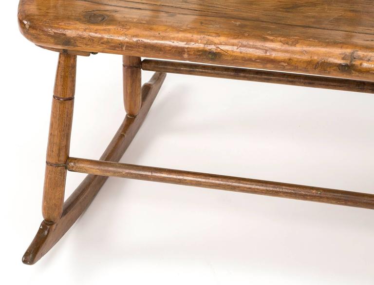 Early American Primitive Rocking Bench at 1stDibs