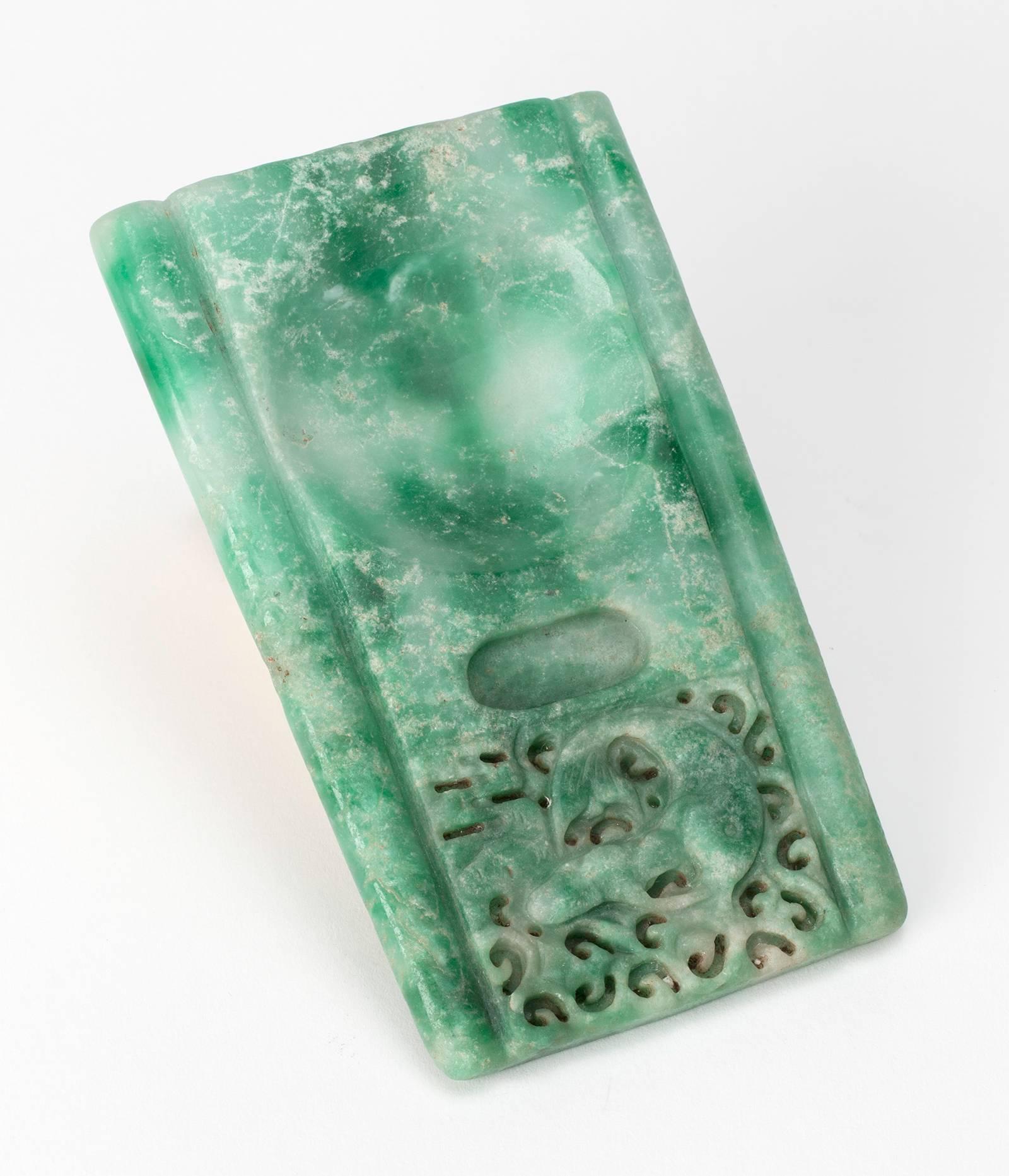 Mid-19th Century Ink-stone, Chinese Green Jadeite  For Sale