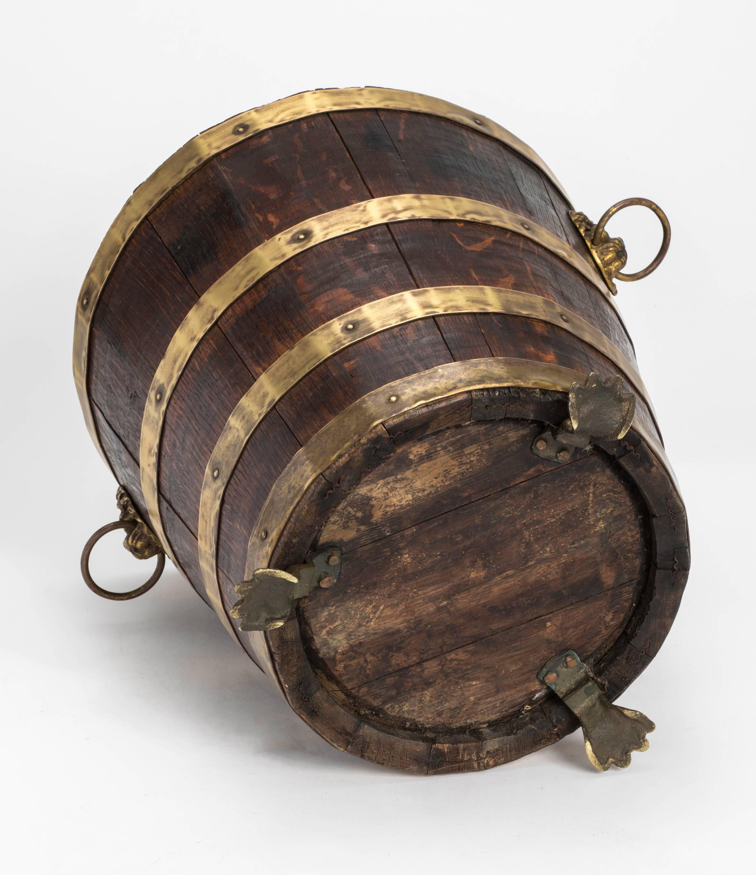 Early 19th Century Antique Wood and Brass Bucket