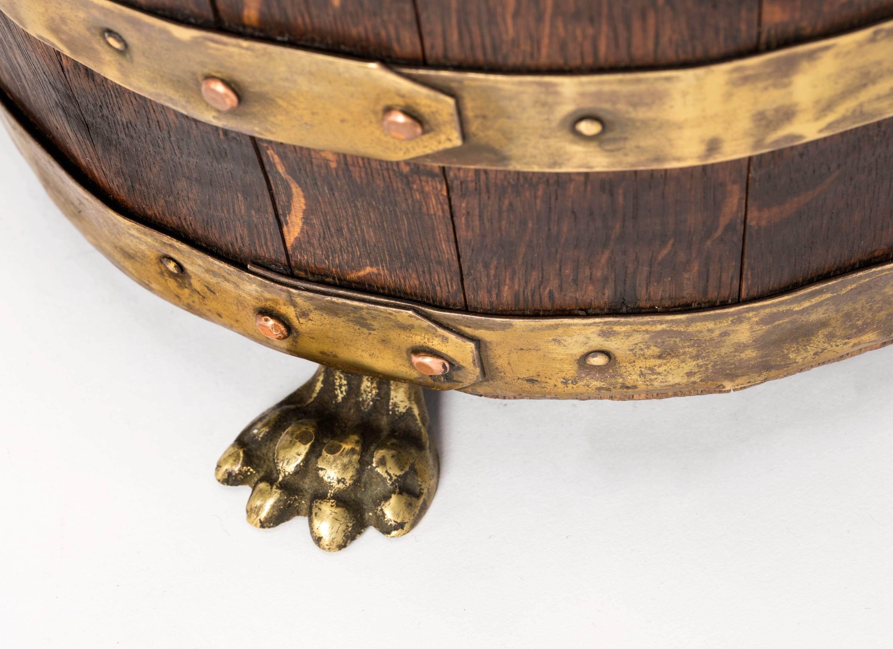 English Antique Wood and Brass Bucket