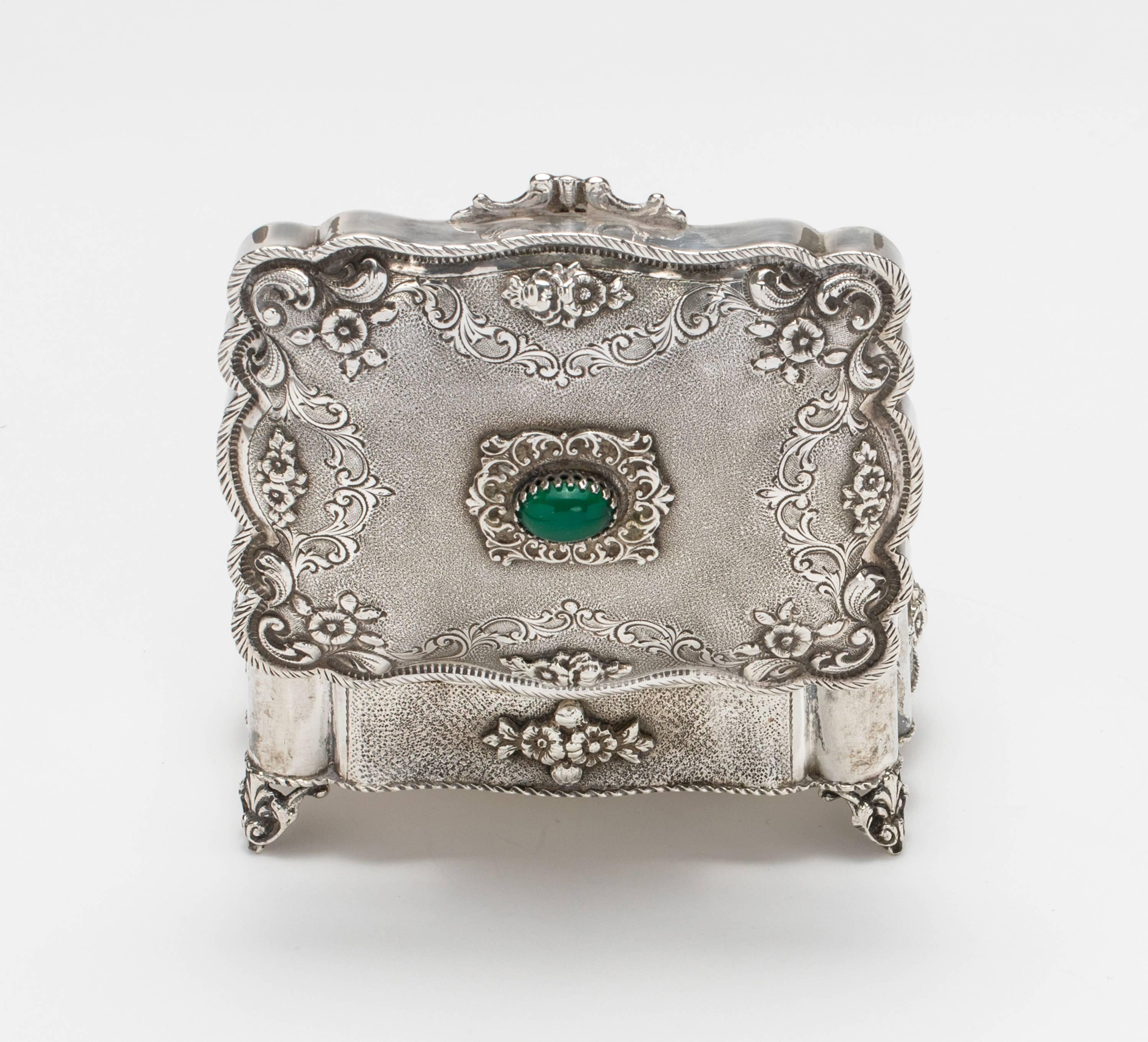 Jewelry Box, 800 silver with Chalcedony Stone For Sale 1